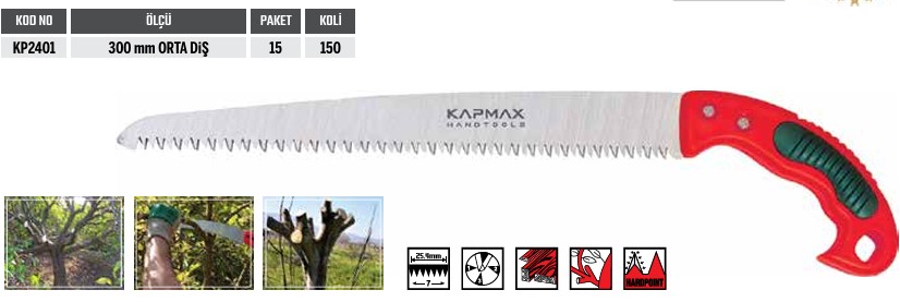 KAPMAX KILIFSIZ BUDAMA TESTERESİ 300 MM 1 KOLİ:150 ADET